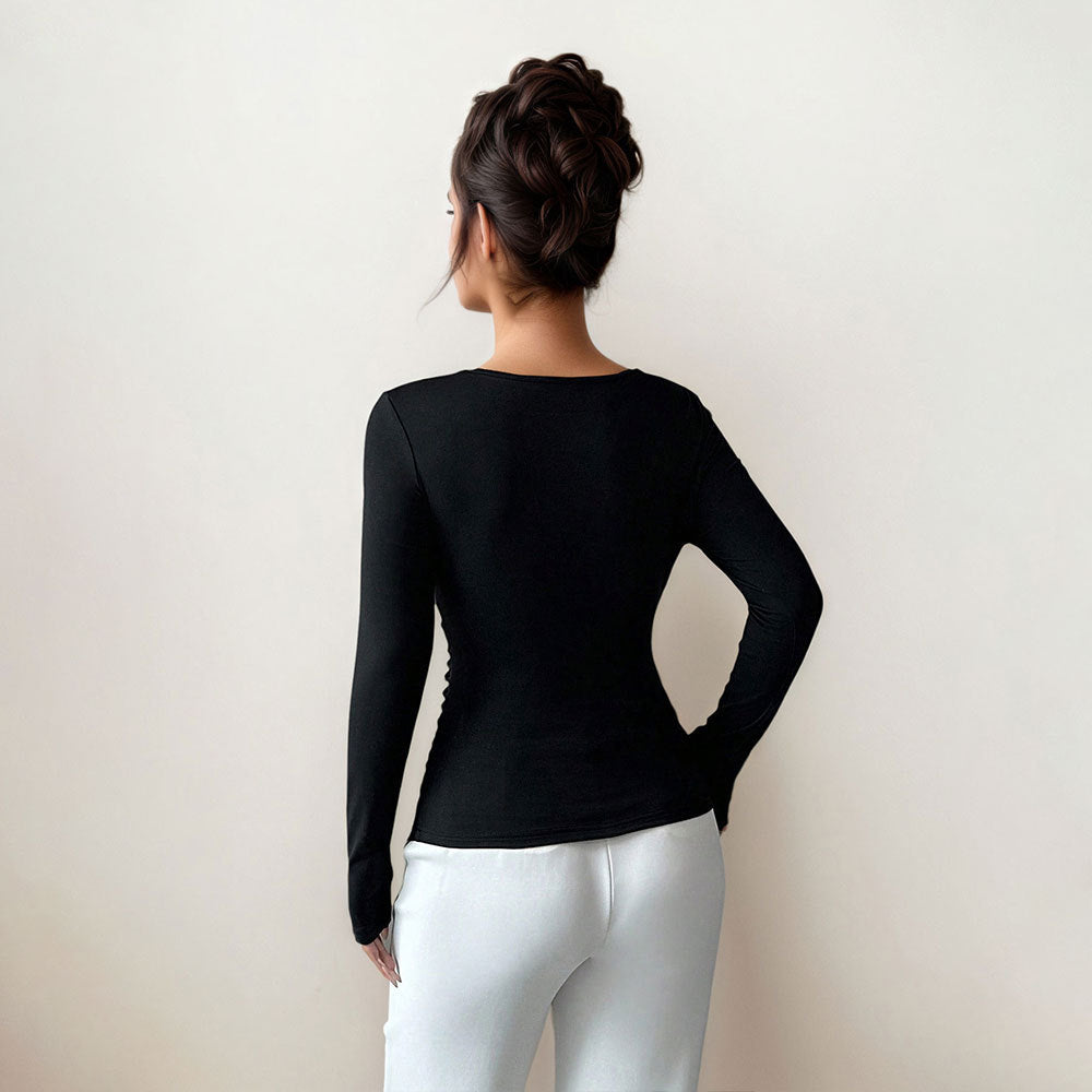 Kvinders figur-siddende langærmet top med elegant twist detalje Stilla