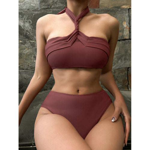 Dame Bandeau-bikini med høj skæring og elegant knude-look Stilla