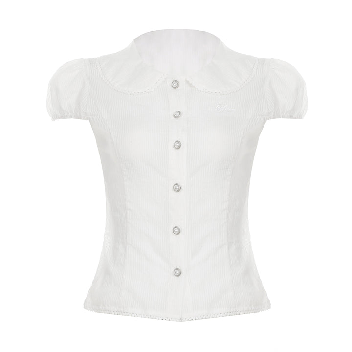Dame figursyet bluse med elegant krave og knapdetaljer Skovae