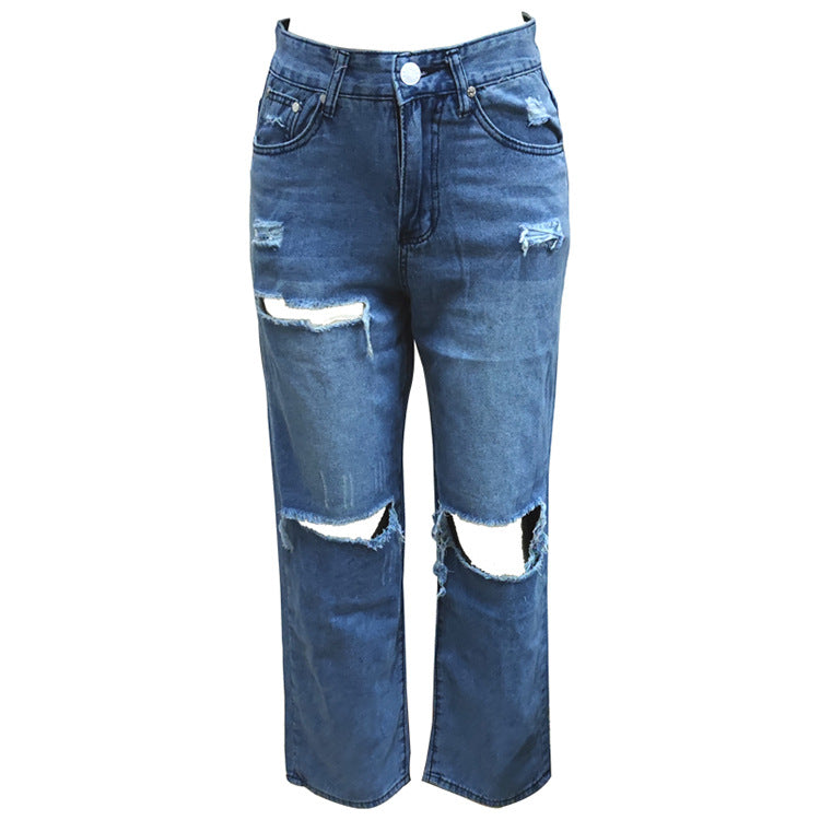 Dame Løse Ripped Jeans med trendy Baggy-snit Stilla