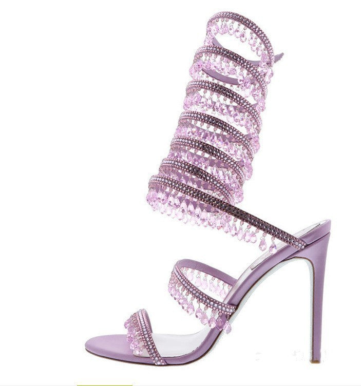 Femme Glamorous kryst dekoreret højhælede sandaler Stilla