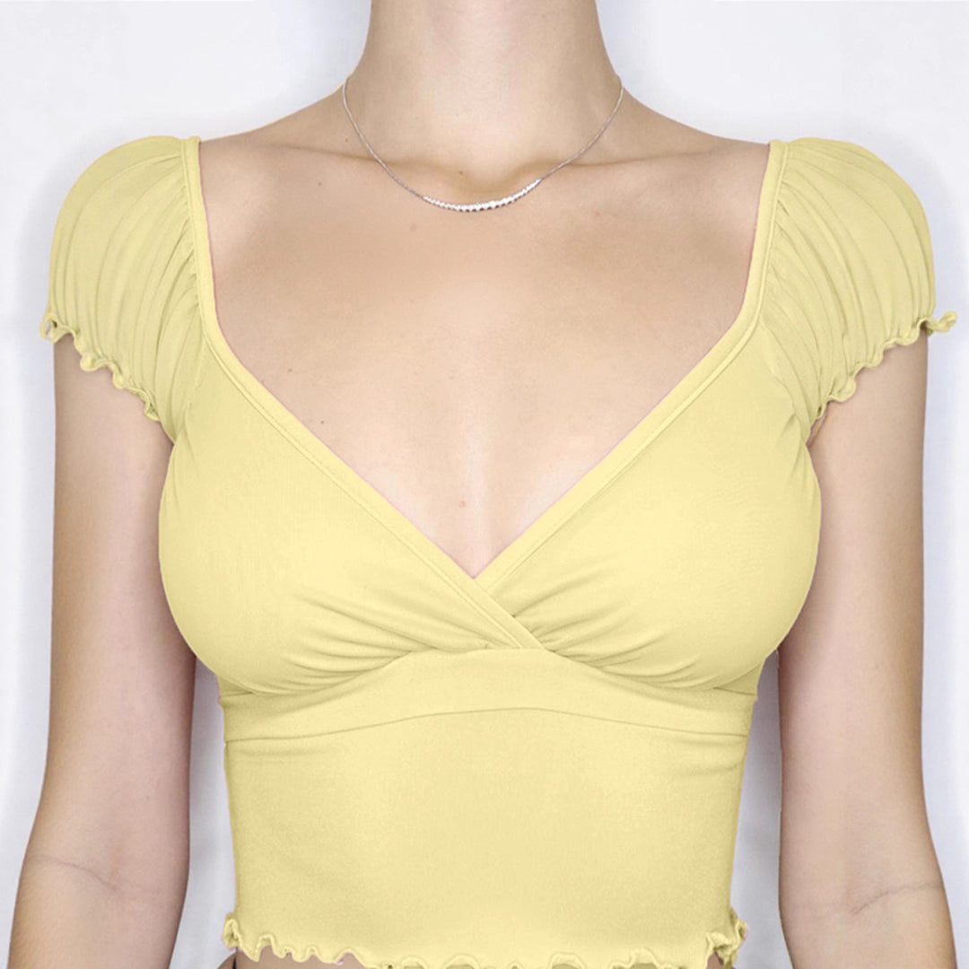 Dame luftig top med ruffles detaljer Skovae