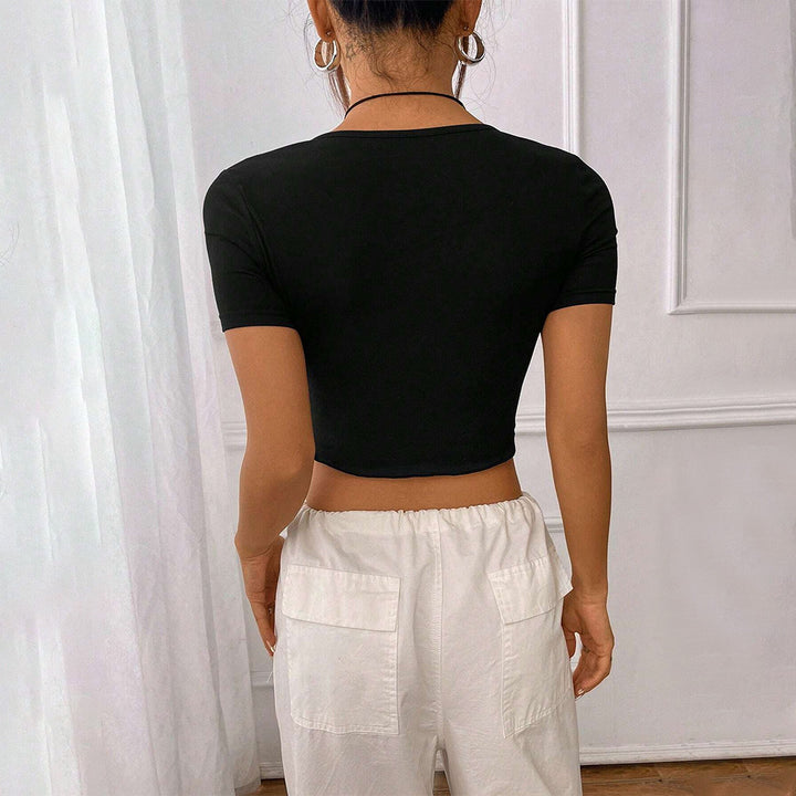 Kvinders Crop Top med Hjerteudskæring og Fashionabel Drapering Design Stilla