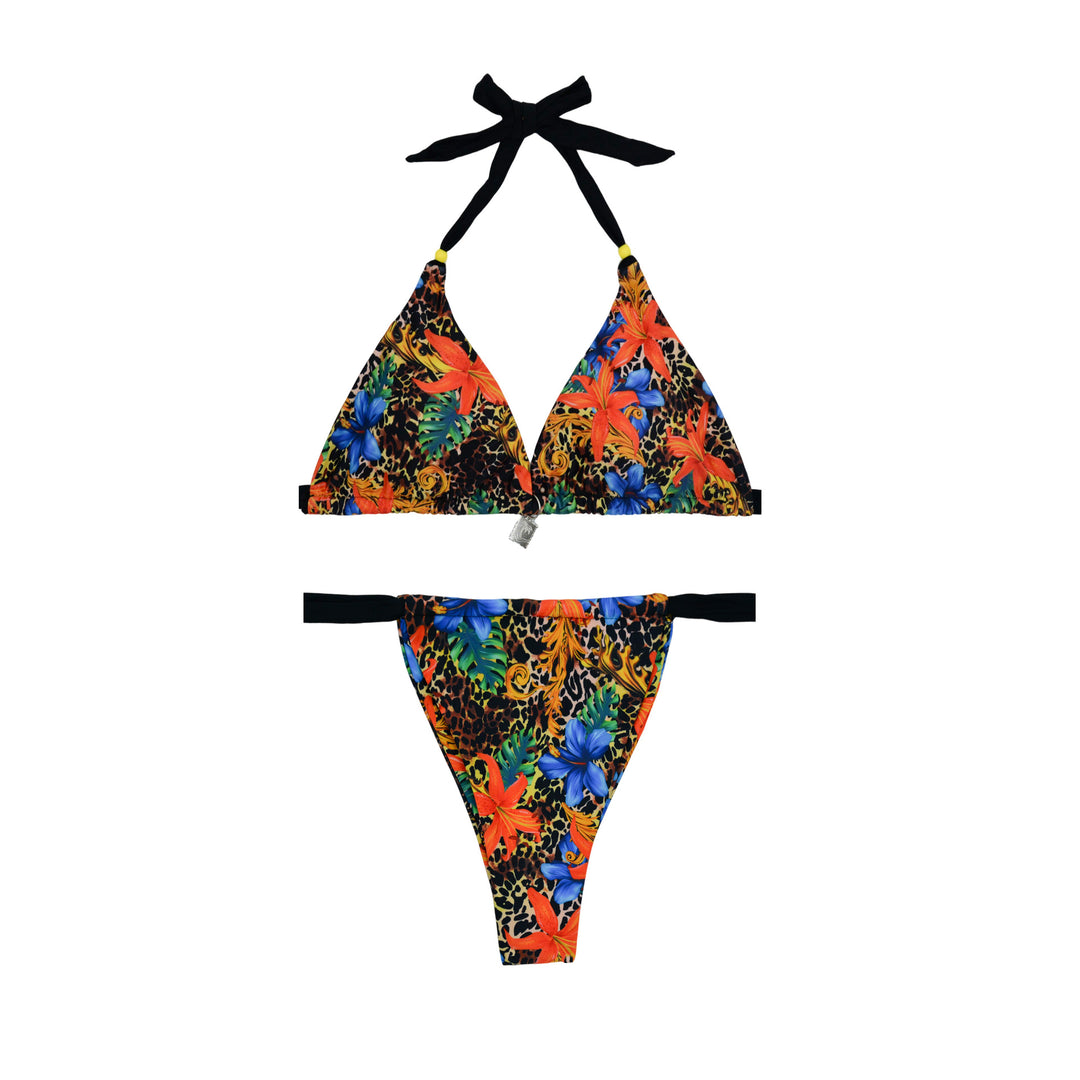 Dame Triangel-Bikini-Sæt med justerbare bindebånd og fint blomstret design Stilla