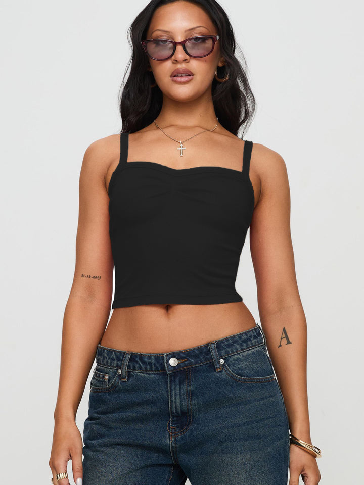Dame Cropped Top med smalle stropper og elegant talje betoning Stiila