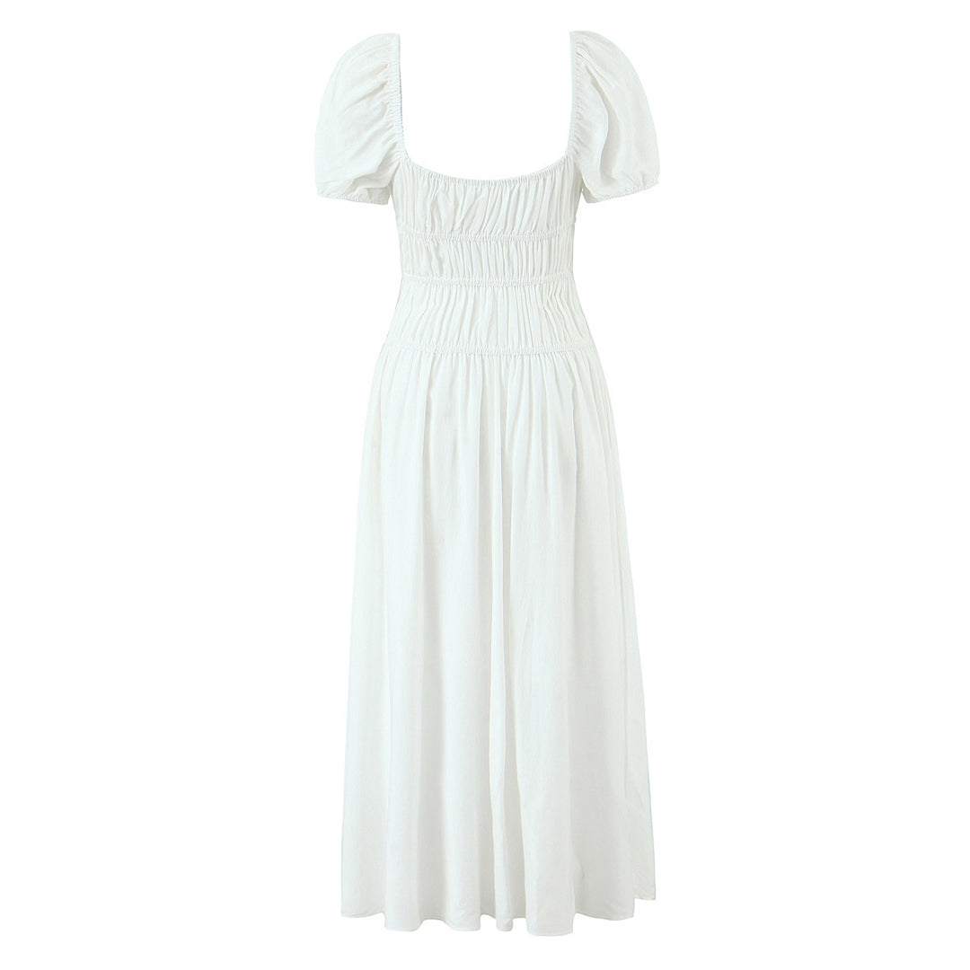 Femme Relaxed Fit Maxi Kjole med Smocking-Detail Stilla