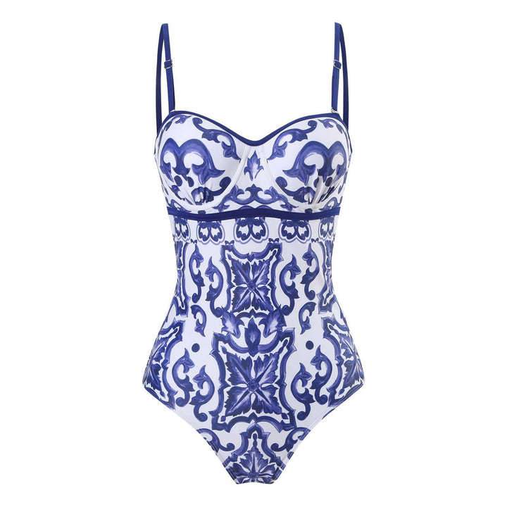 Dame one-piece badedragt med elegant indpakningsskørt Skovae