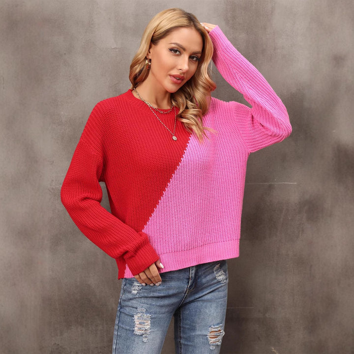 Kvinders trendy sweater med asymmetrisk farveblokdesign Stilla