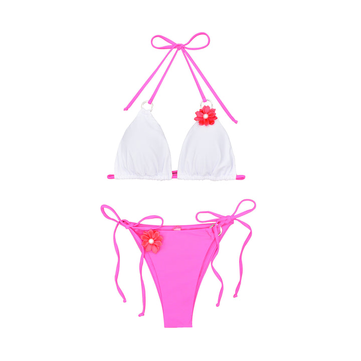 Dame bikini sæt med legende blomster accenter og trendy bindebånd Stilla