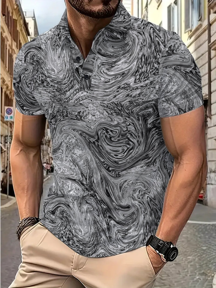 Herrer Poloshirt med moderne marmorering Stilla