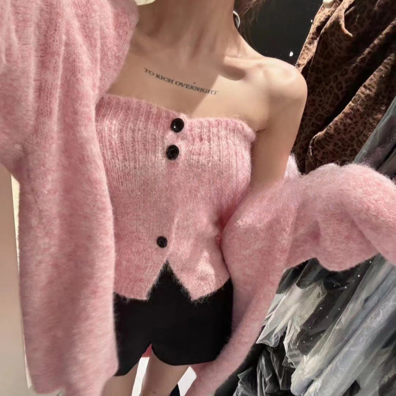 Dame cardigan med knapdetalje og løstsiddende Stilla