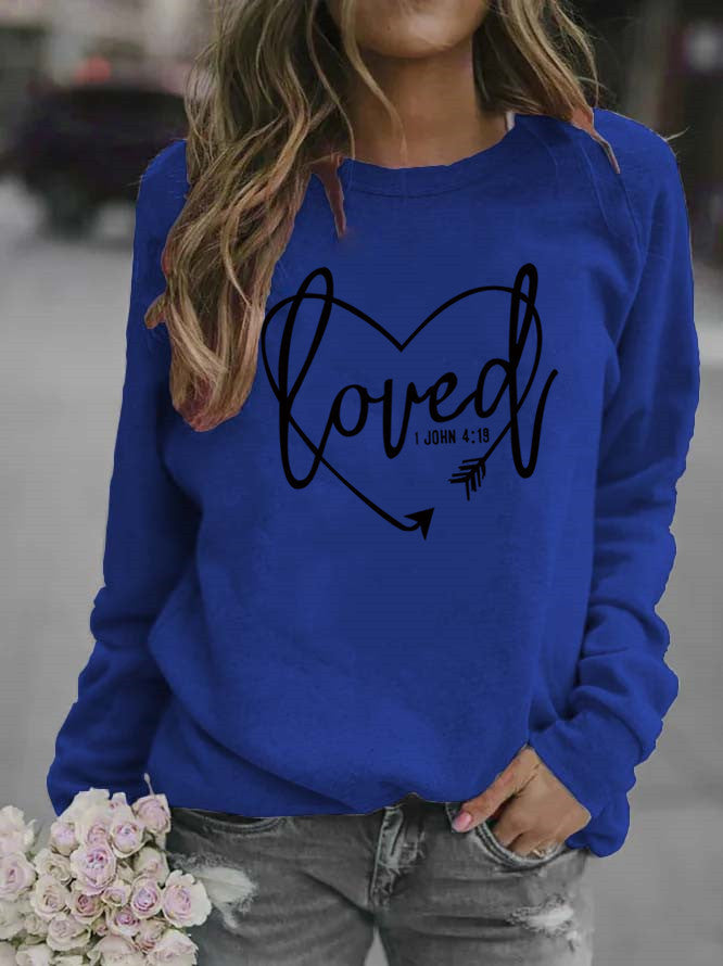 Kvinders sweatshirt med hjerteformet print og inspirerende budskab Stilla