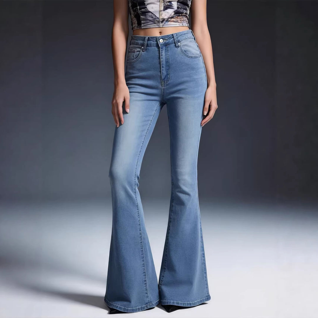 Dame Bootcut Jeans med høj talje og trendy vask Skovae