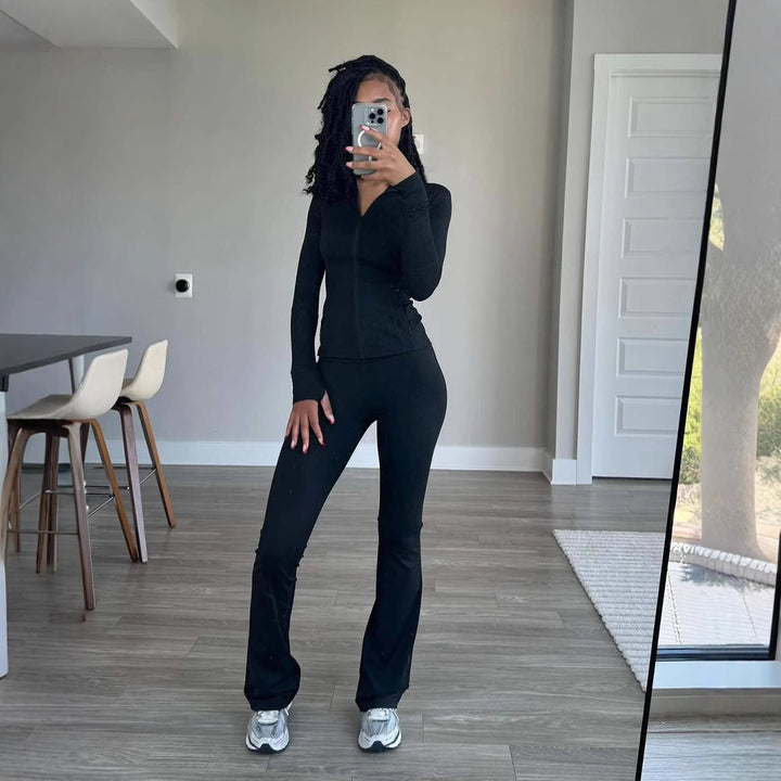 Dame Figurformer Sport-Sæt med zip-aktuel jakke og slankende leggings Stilla