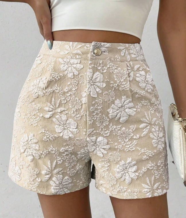 Dame Mode Shorts med blomsterbroderi Skovae