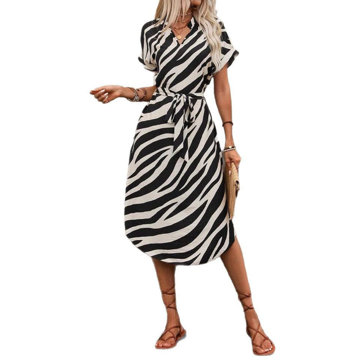 Dame stilfuld zebra-print midi-kjole Stilla