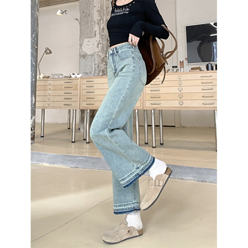 Kvinder Bredskåren Denim Bukser med Høj Talje Stilla