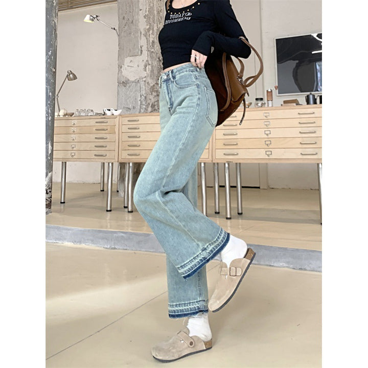 Kvinder Bredskåren Denim Bukser med Høj Talje Stilla