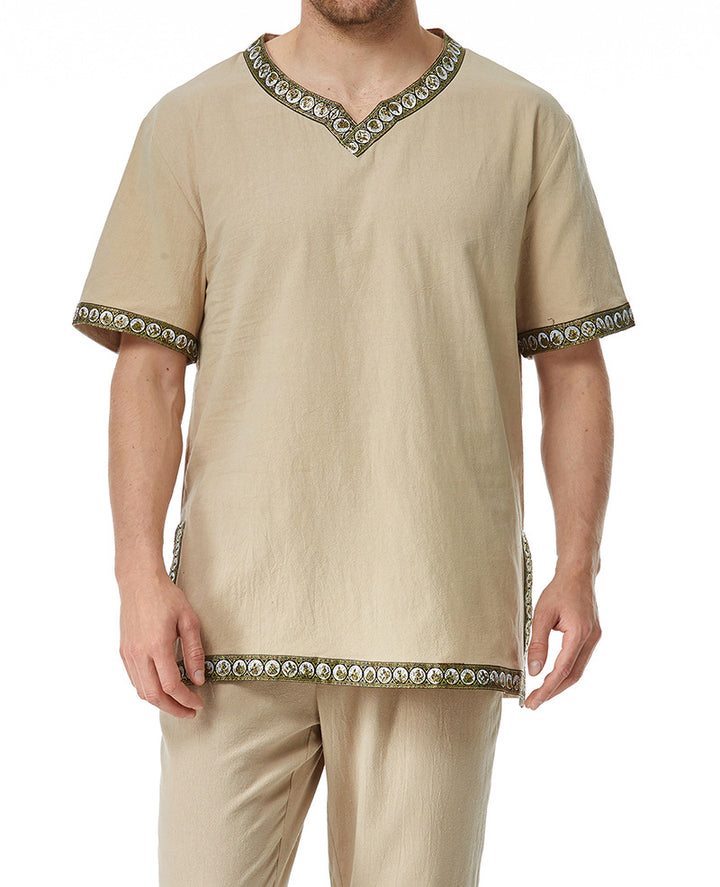 Herrer Broderet V-hals Tunika-top Stilla