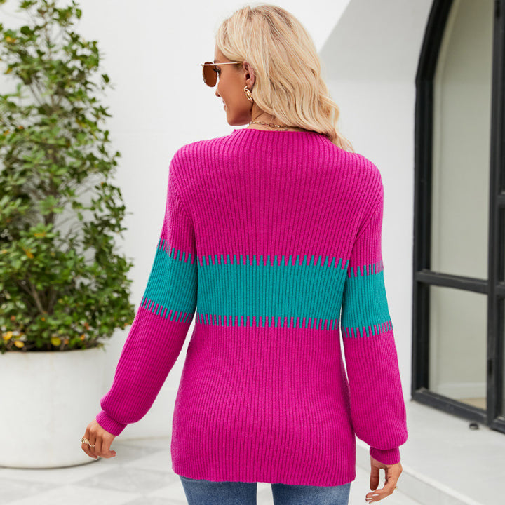 Dame strikpullover med moderne farveblok-design Stilla