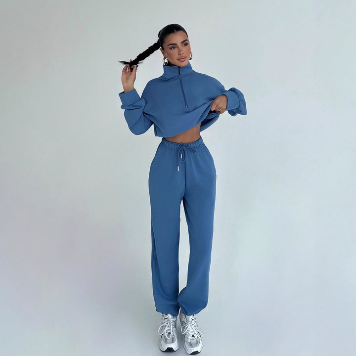Kvinders sporty crop sweater og jogging bukser sæt Skovae