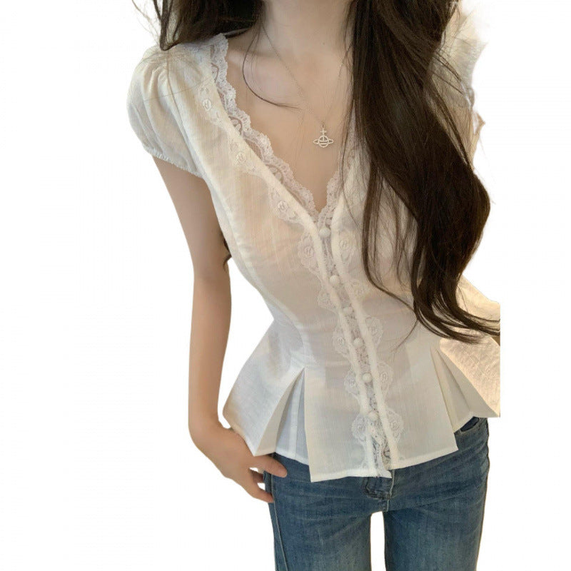 Femme Elegante Spidsbesat Bluse Stilla
