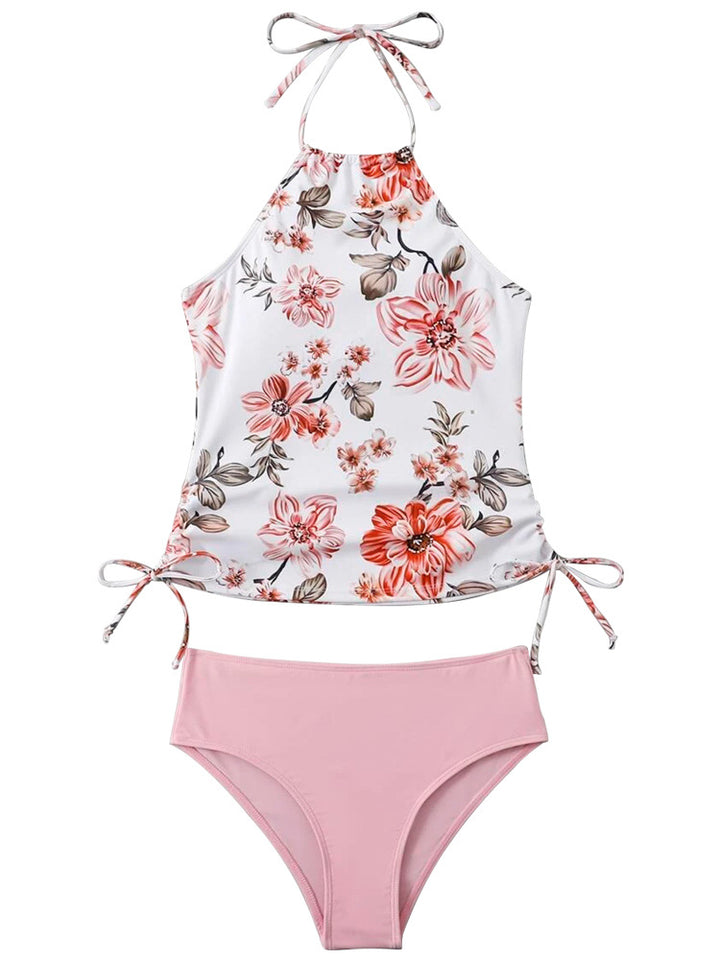 Dame badeoberdel med justerbare sidelisser og blomsterdesign Stilla