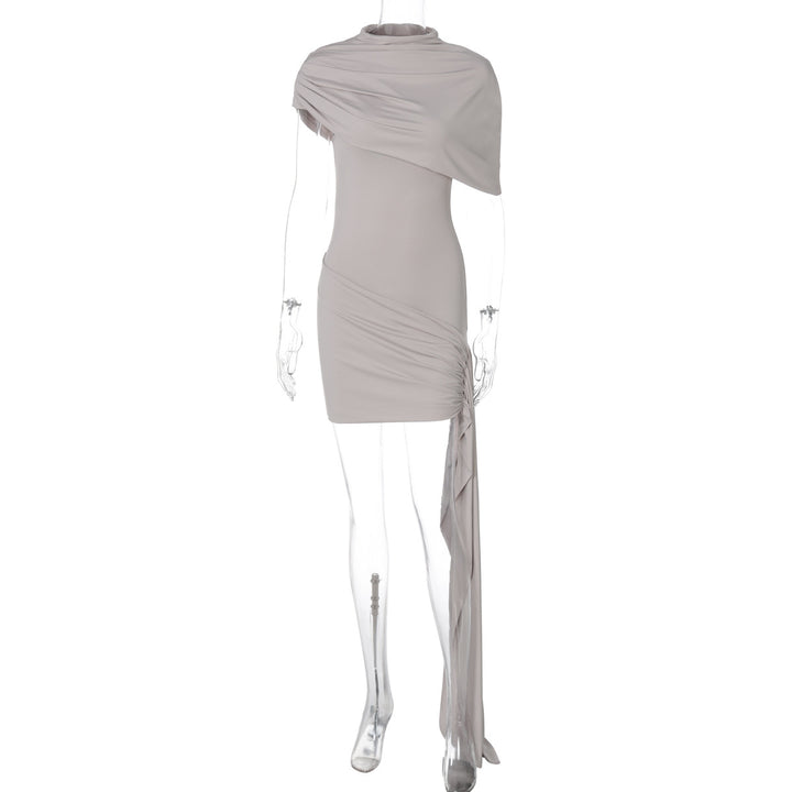 Dame elegant asymmetrisk minikjole med indviklet design og raffinerede flæsedetaljer Skovae