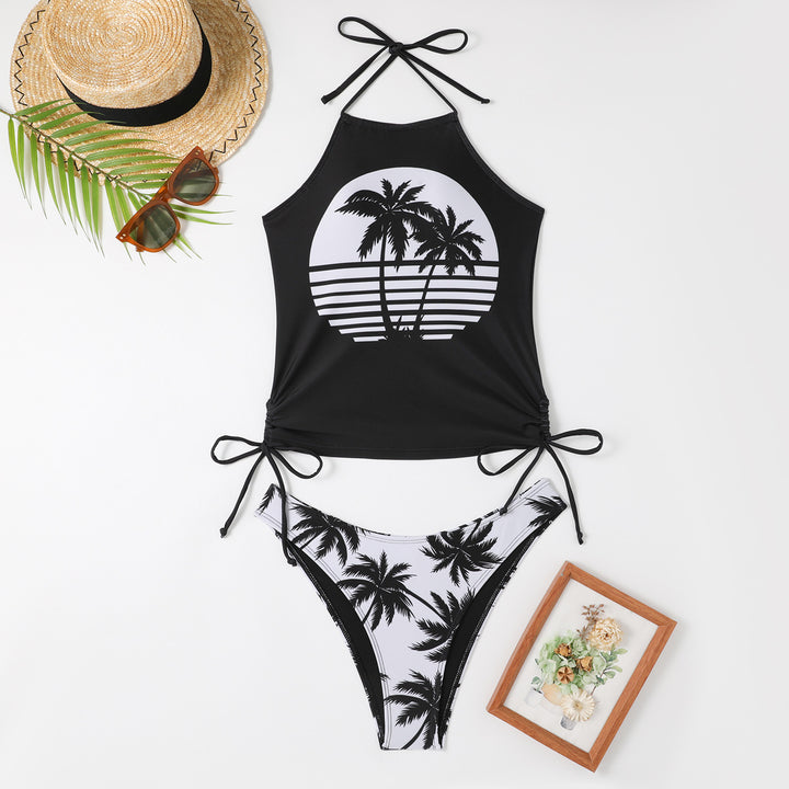 Dame bikini sæt med trendy palmemotiv og justerbar top Stilla
