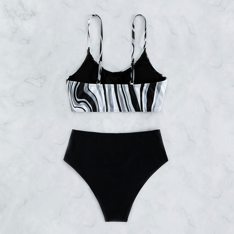 Dame Bikini-sæt med elegant bølgemønster Skovae