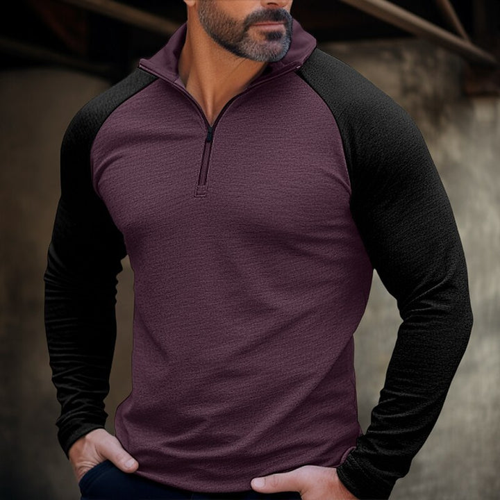Herrer Sporty Langærmet Sweatshirt med halv lynlås og ergonomisk snit Stilla
