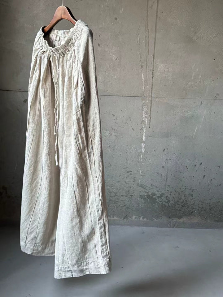 Dame Relaxed Fit Højtaljede Linned Culottes med justerbar snortræk Stilla