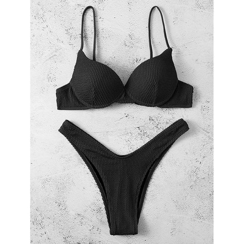 Dame Bikini-sæt med dyb V-udskæring og polstret bustier Skovae