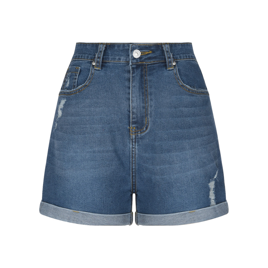 Dame Trendy Denim-Shorts med stilfulde Ripped-detaljer Stilla