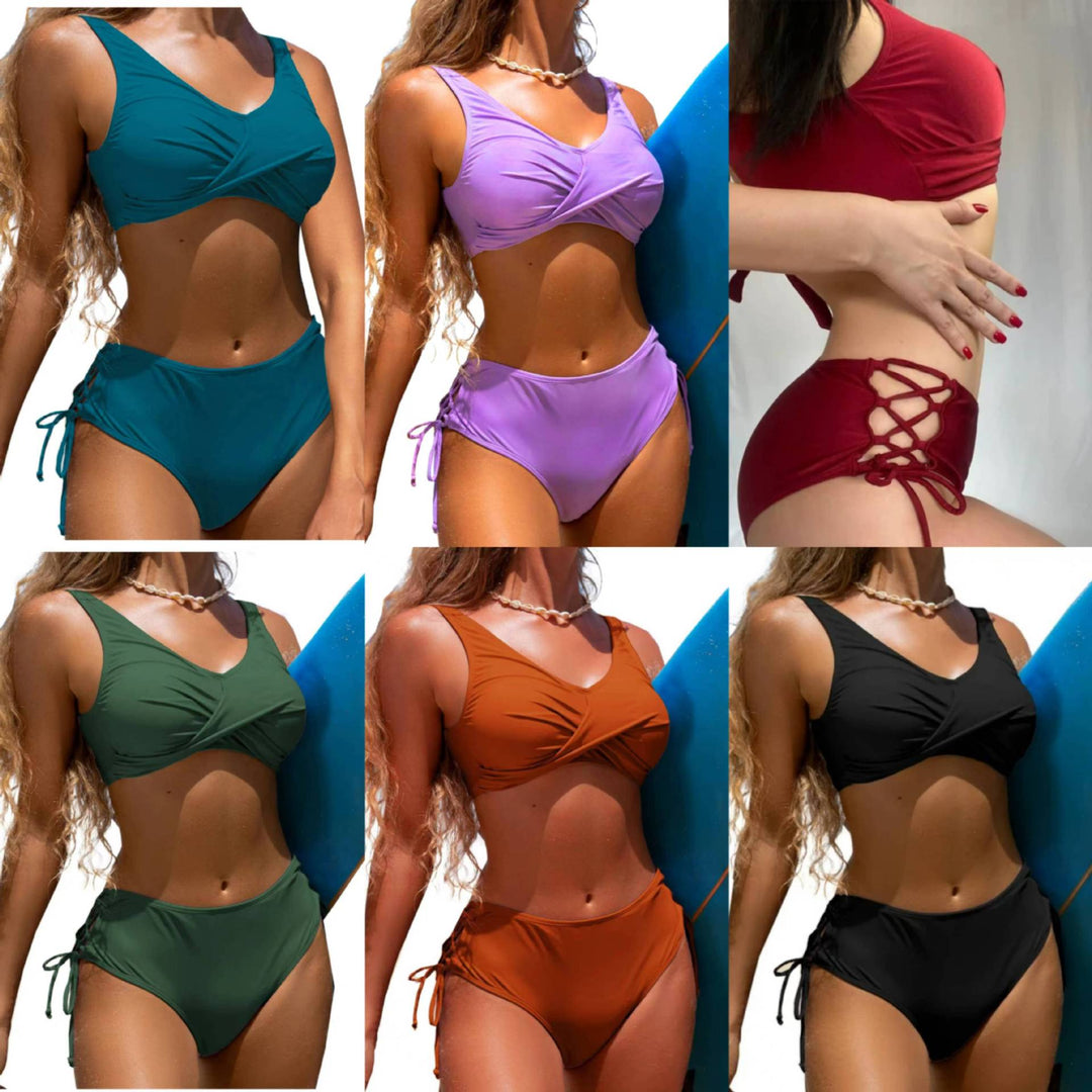 Damer Højhalset Bikinitop med justerbare stropper og diskret indpakningsdesign Stilla