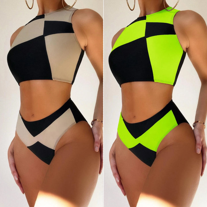 Dame Sporty bikini med geometrisk design og høj talje Stilla