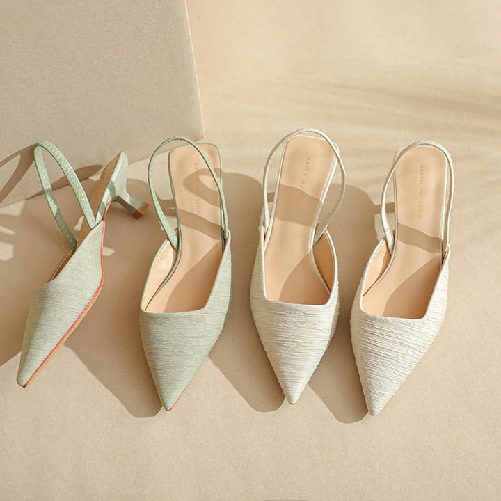 Femme Spids-Tå Slingback Sko med struktureret Finish Stilla