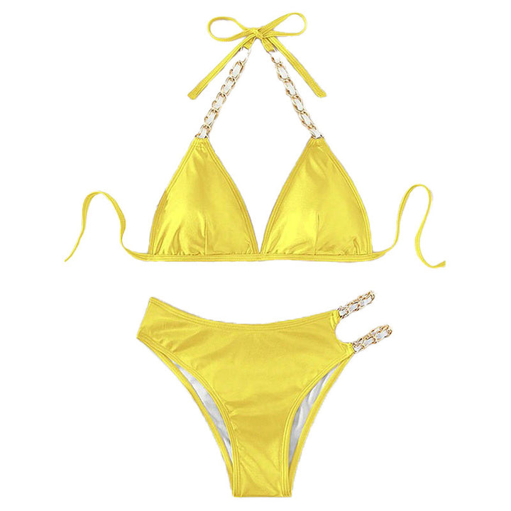 Dame trekant bikini med elegante kædeaccentuer og farveskiftende effekt Skovae