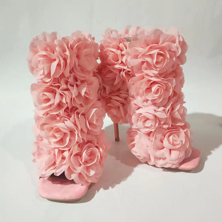 Femme blomstret dekorerede højhælede sandaler Stilla