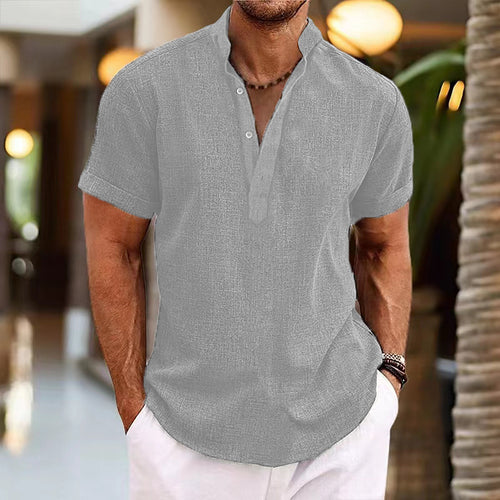Herrer Fritid Korte Ærmer Henley-Skjorte Stilla