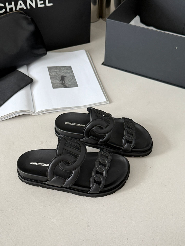 Femme Casual Chunky Rut-sko med kædeaccent Stilla