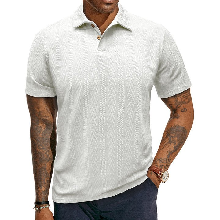 Herrer polo shirt med struktureret jacquard mønster og fashionable krave Stilla