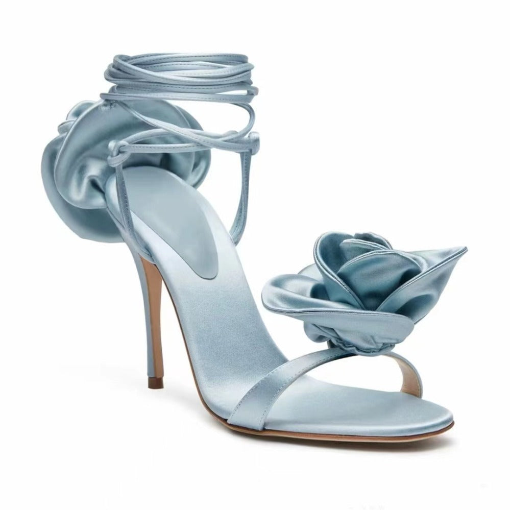 Femme Elegante Høje Hæle Sandaler med Floral Accent Stilla