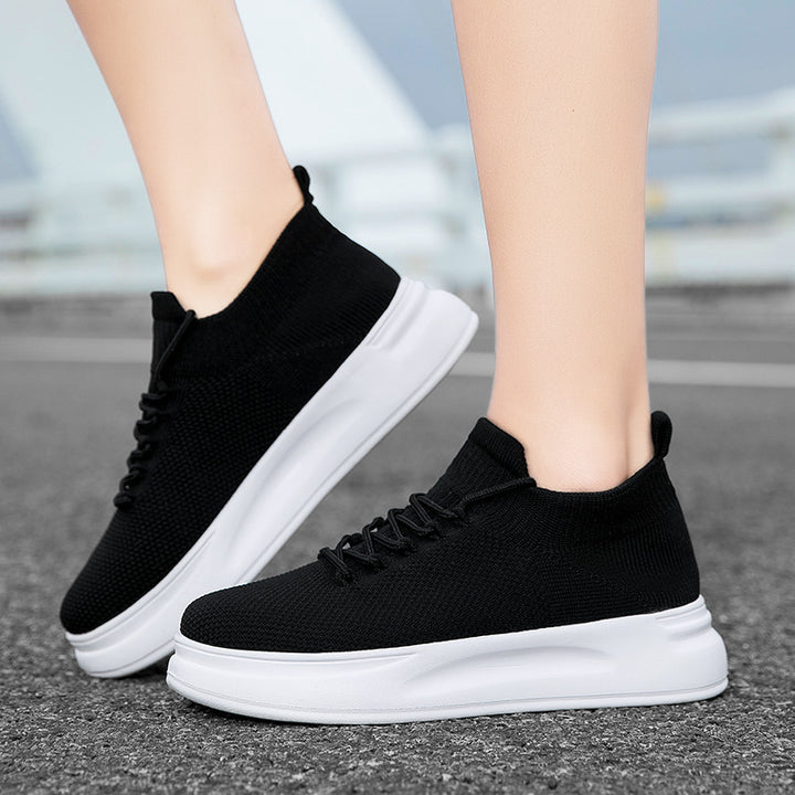 Dame nan elastisk strik-sneaker med viskoelastisk fodseng og dämpende plateau-sål Skovae