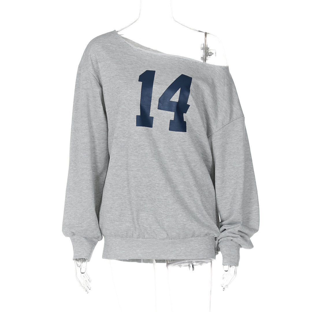 Dame Oversized Sweatshirt med stilfuld Cut-Out-design og sporty tryk Stilla
