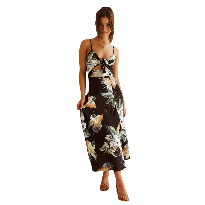 Dame Elegant Maxi-kjole med cut-out og blomsterdesign Stilla