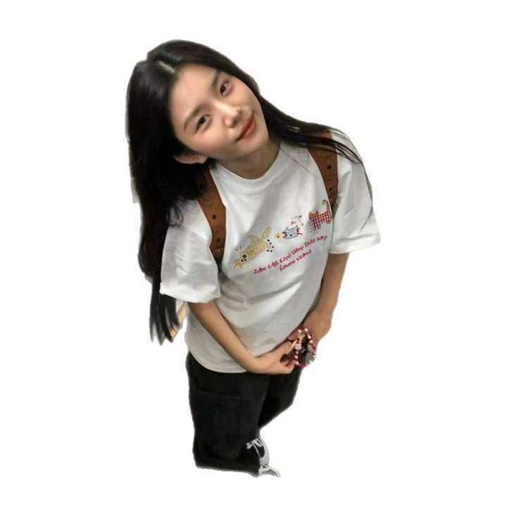 Dame T-shirt med kreativt dyremotiv og afslappet pasform Stilla