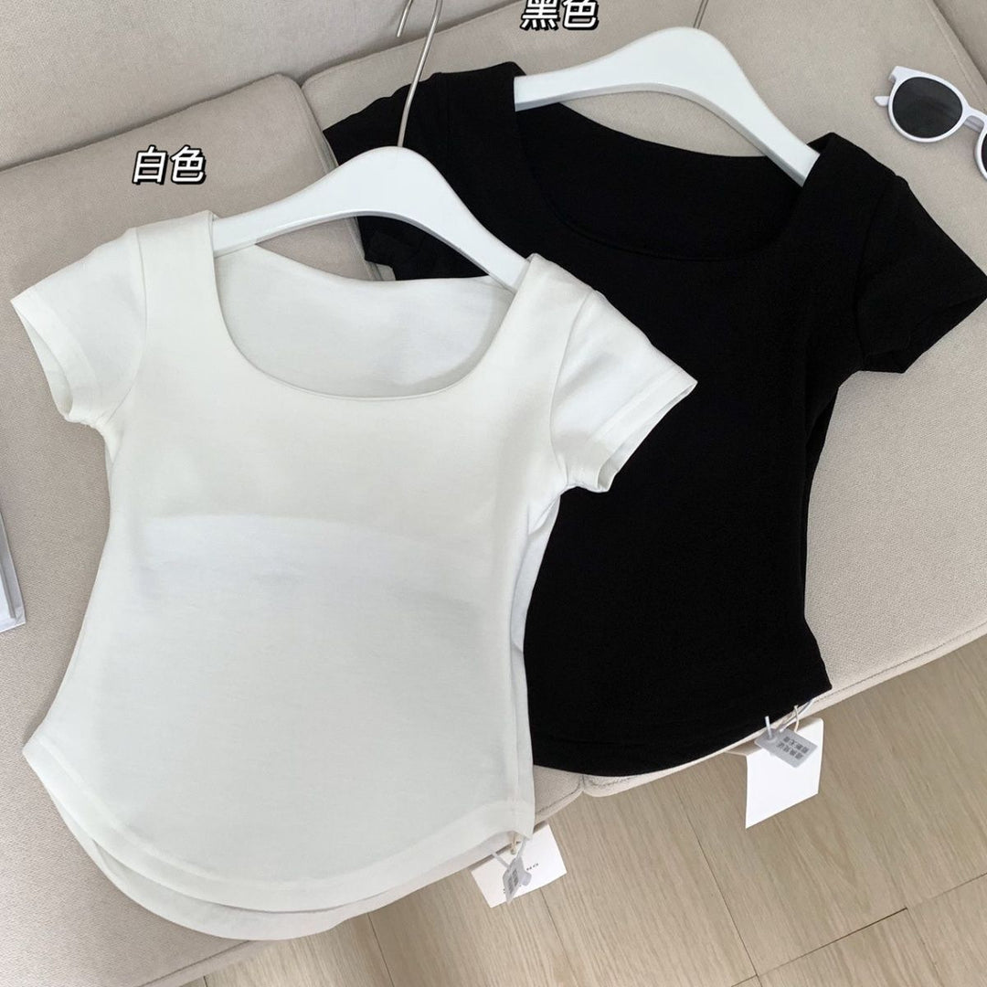 Femme Basic Rundhalet Bomulds top Stilla