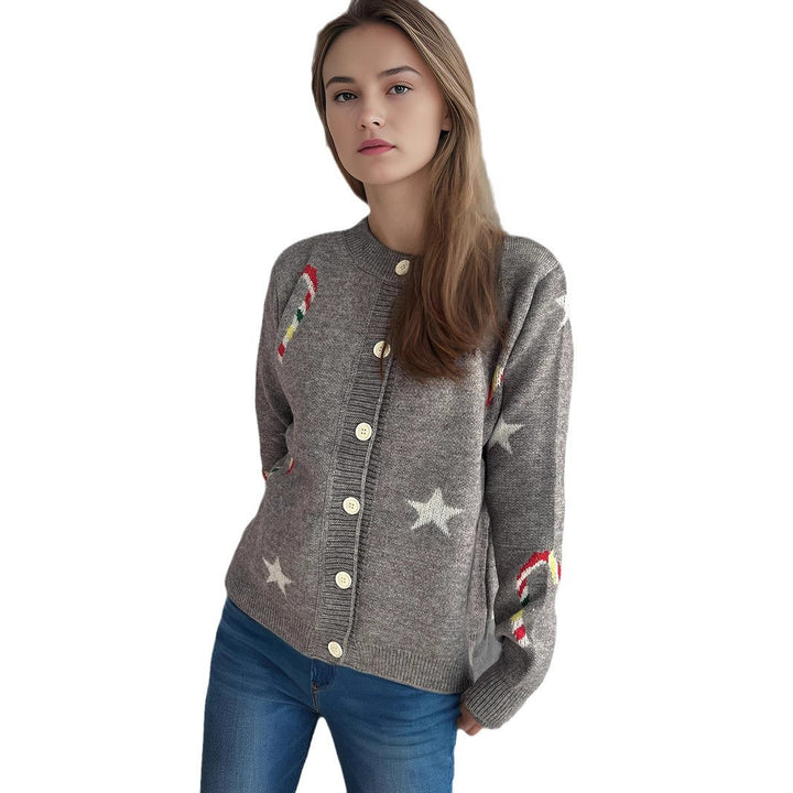 Kvindernes cardigan med festligt designerprint Stilla