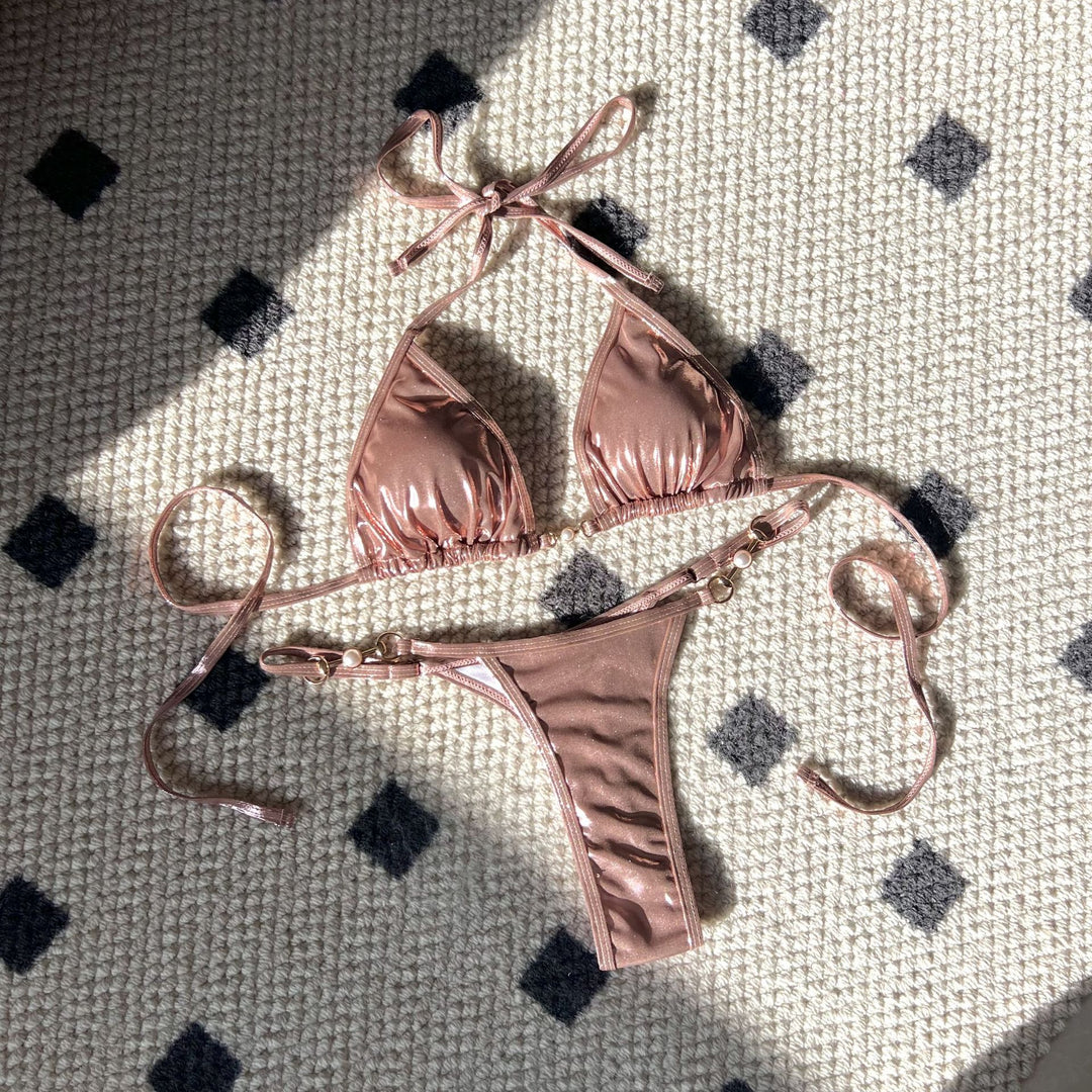 Dame triangelsvømmetøj med glitrende accenter og elegante bindebånd Stilla